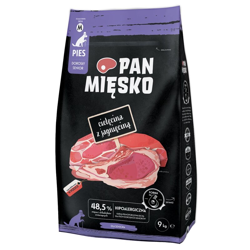 Karma dla psa PAN MIĘSKO Cielęcina z jagnięciną M 9 kg