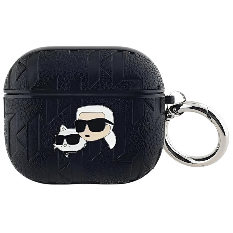 Etui na słuchawki KARL LAGERFELD Monogram Karl & Choupette Head do Apple AirPods 3 Czarny