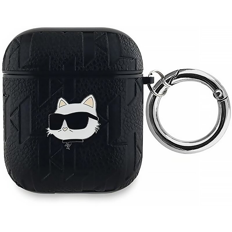 Etui na słuchawki KARL LAGERFELD Monogram Choupette Head do Apple Airpods 1/2 Czarny
