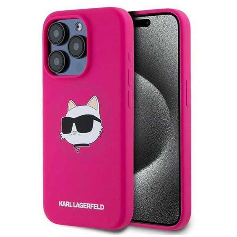 Etui KARL LAGERFELD Silicone Choupette Head MagSafe do Apple iPhone 15 Pro Rróżowy