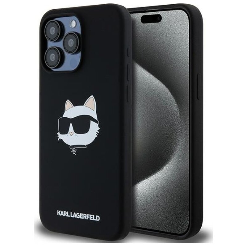 Etui KARL LAGERFELD Silicone Choupette Head MagSafe do Apple iPhone 15 Pro Czarny