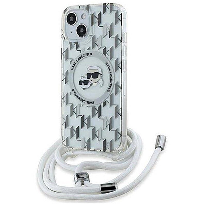 Etui KARL LAGERFELD IML Crossbody Monogram Karl & Choupette Head MagSafe do Apple iPhone 13/14/15 Przezroczysty
