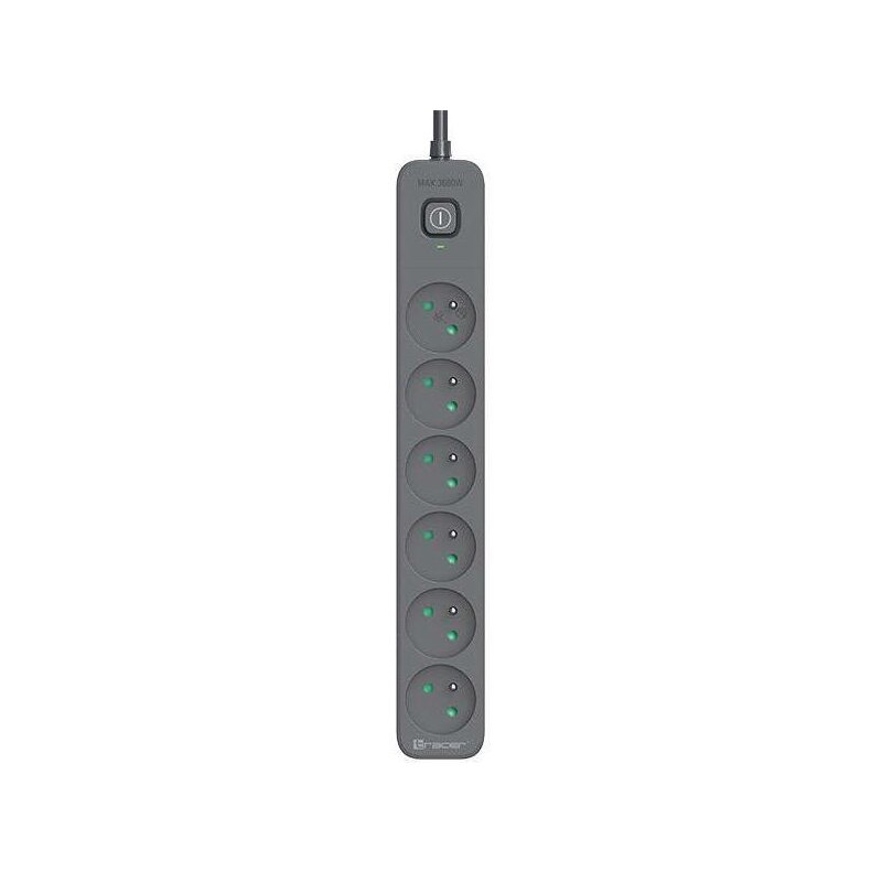 Tracer TRALIS47025 Power Line+ 6 Gniazd 1,8m Grafitowy