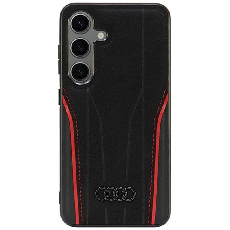 Etui AUDI Genuine Leather MagSafe do Samsung Galaxy S24 Czarno-czerwony