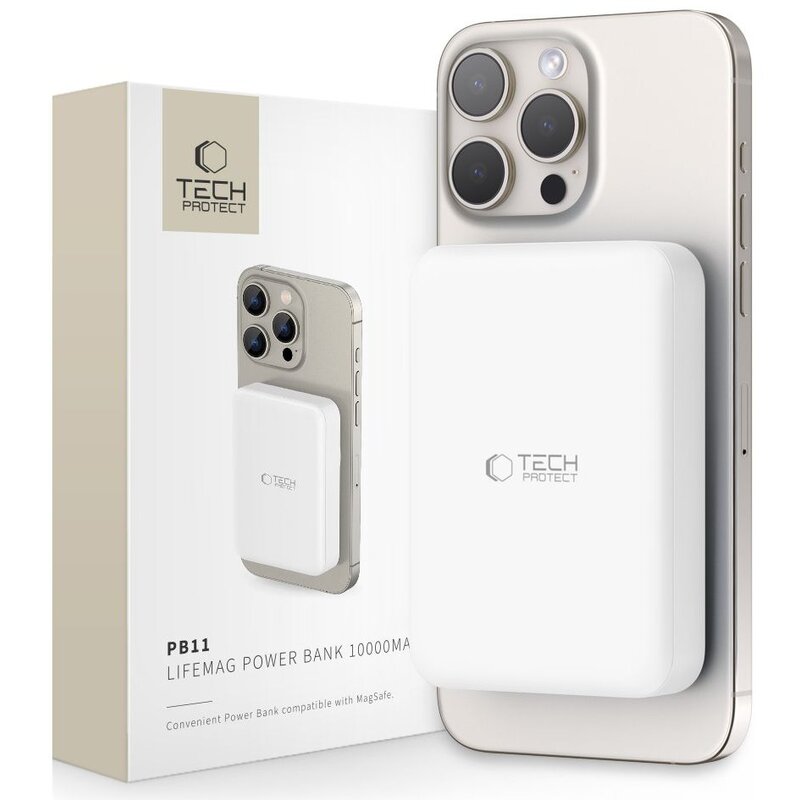 Powerbank TECH-PROTECT PB11 LifeMag MagSafe 10000 mAh 15W Biały