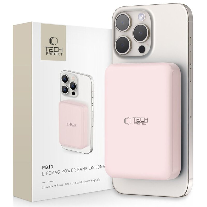 Powerbank TECH-PROTECT PB11 LifeMag MagSafe 10000 mAh 15W Różowy