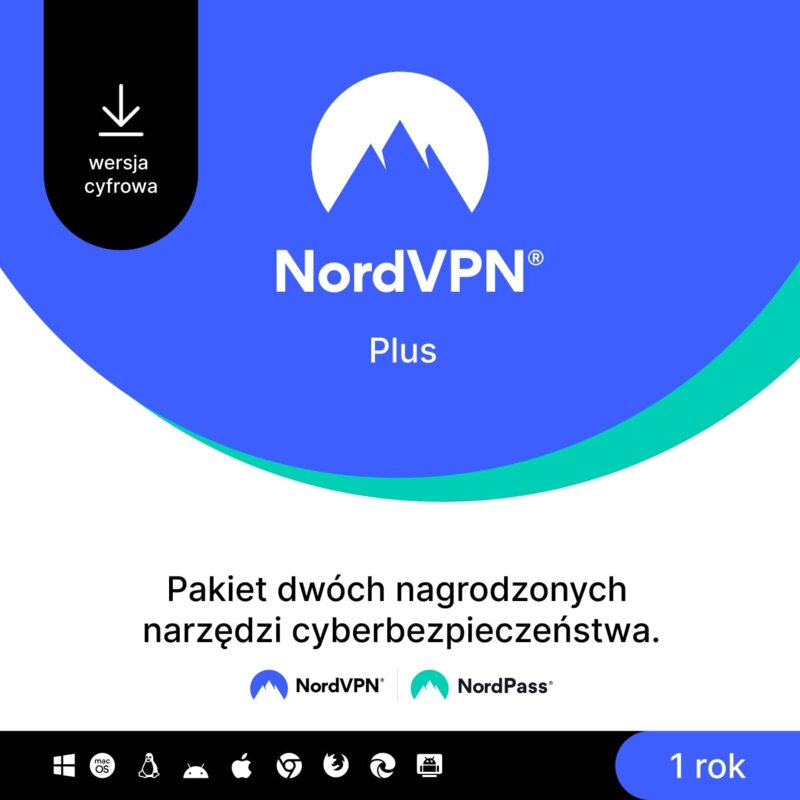 Oprogramowanie NordVPN Plus 10 URZĄDZEŃ 1 ROK Kod aktywacyjny