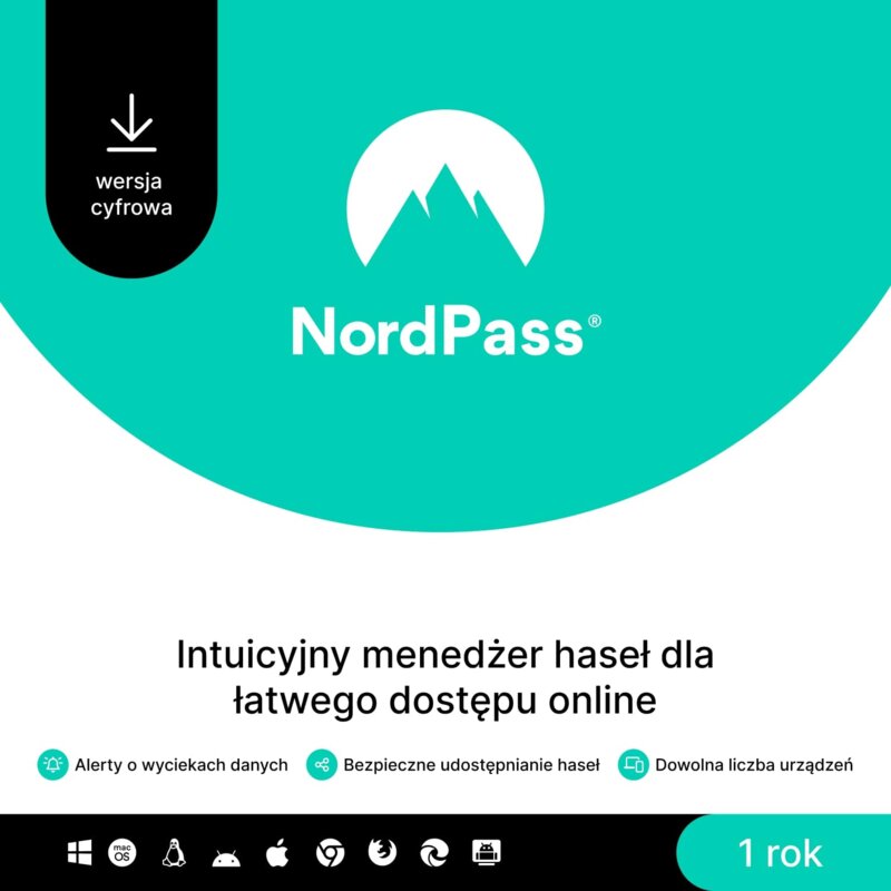 Oprogramowanie NordPass Premium 1 ROK Kod aktywacyjny