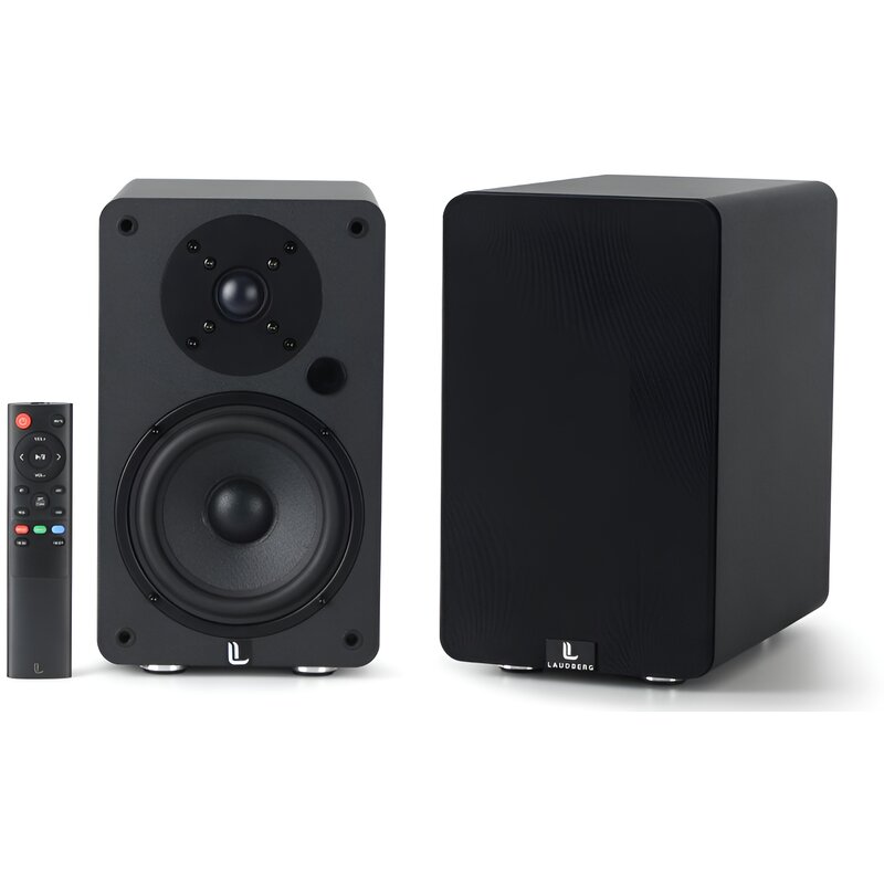 Aktywne, Podstawkowe kolumny głośnikowe LAUDBERG S1 Czarne (2 szt.),  Bluetooth 5.0, HDMI, ARC, Regulacja niskich i wysokich tonów