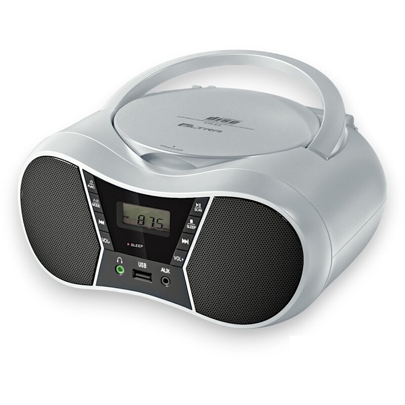 Radioodtwarzacz / Bombox ELTRA CD-LILA2 BT Srebrny, Odtwarzacz CD, CD-R, CD-RW, Wejście USB/AUX, Tuner FM, Zasilanie Bateryjne
