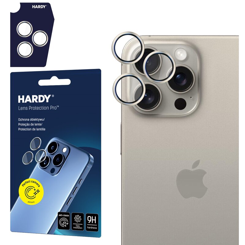 Szkło hartowane na obiektyw 3MK Hardy Lens Protection Pro do Apple iPhone 15 Pro Naturalny