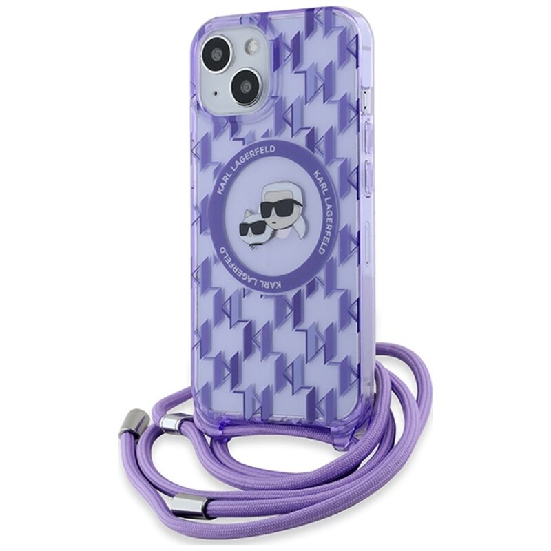 Etui KARL LAGERFELD IML Crossbody Monogram Karl & Choupette Head MagSafe do Apple iPhone 13/14/15 Fioletowy