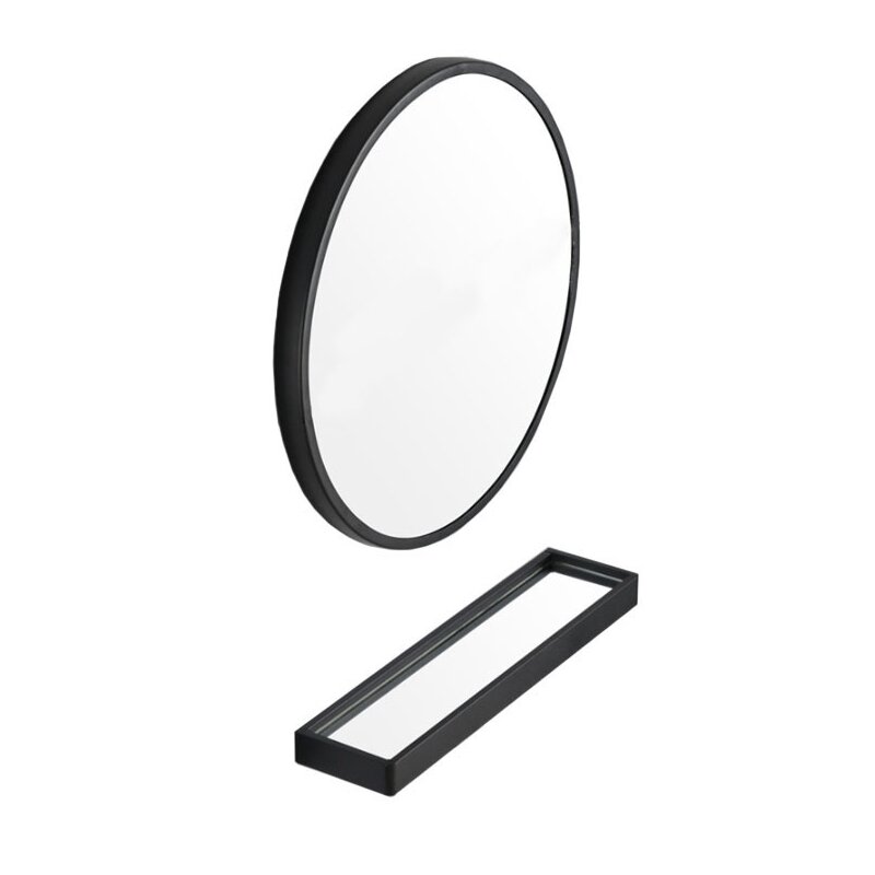 Lustro z półką MUFART 15099 średnica 80 cm Czarny