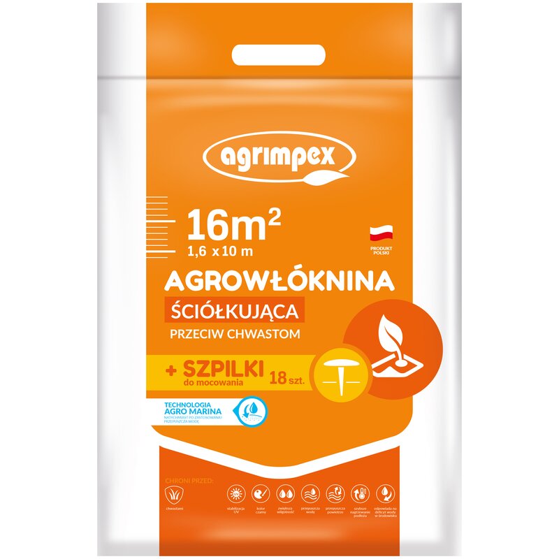 Agrowłóknina ściółkująca AGRIMPEX M3068 Agro Marina 1.6 x 10 m + 18 szpilek