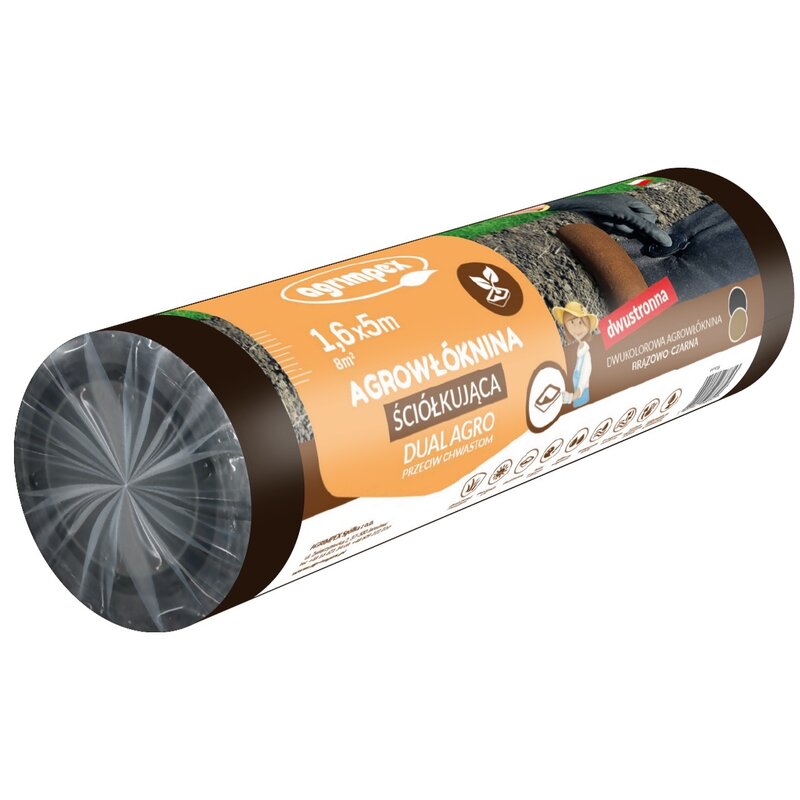 Agrowłóknina ściółkująca AGRIMPEX Dual-Agro 1.6 x 5 m Brązowo-czarny