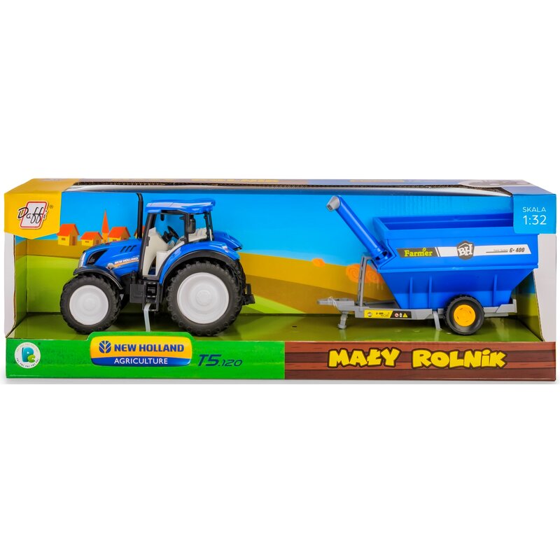 Traktor DAFFI Mały rolnik New Holland T5 z przyczepą przeładowczą T-519
