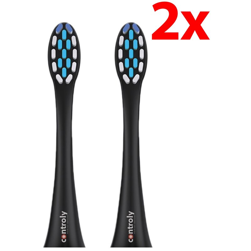 Oryginalna końcówka szczoteczki CONTROLY Supersonic średnie czarne (2 szt.) (Delikatnie masują dziąsła)