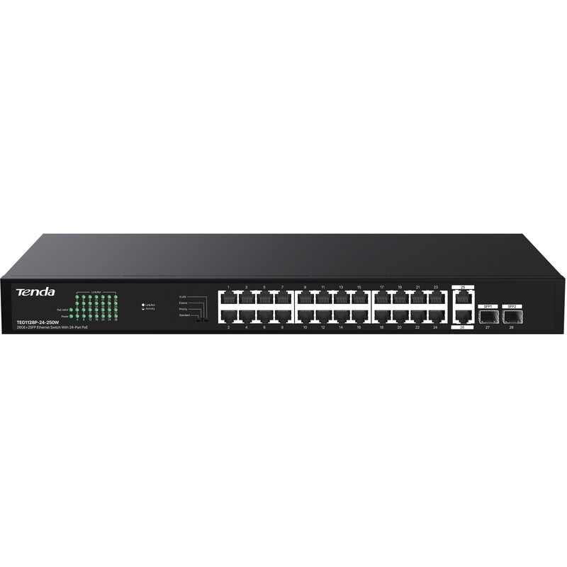 Switch TENDA TEG1128P-24-250W Gigabit Ethernet, 28 portów, Funkcja PoE
