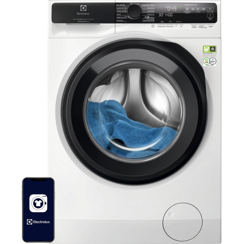 Pralka ładowana od frontu ELECTROLUX EW8F5402QP 11 kg UltraCare 800 AbsoluteCare UniversalDose Biało-czarny