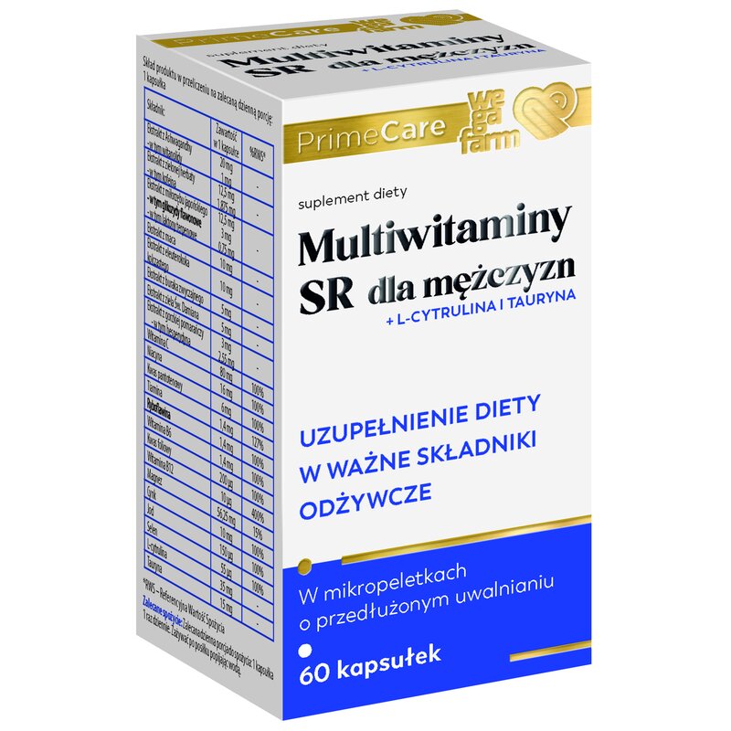 Witaminy i minerały WEGAFARM Multiwitaminy SR dla mężczyzn (60 kapsułek)
