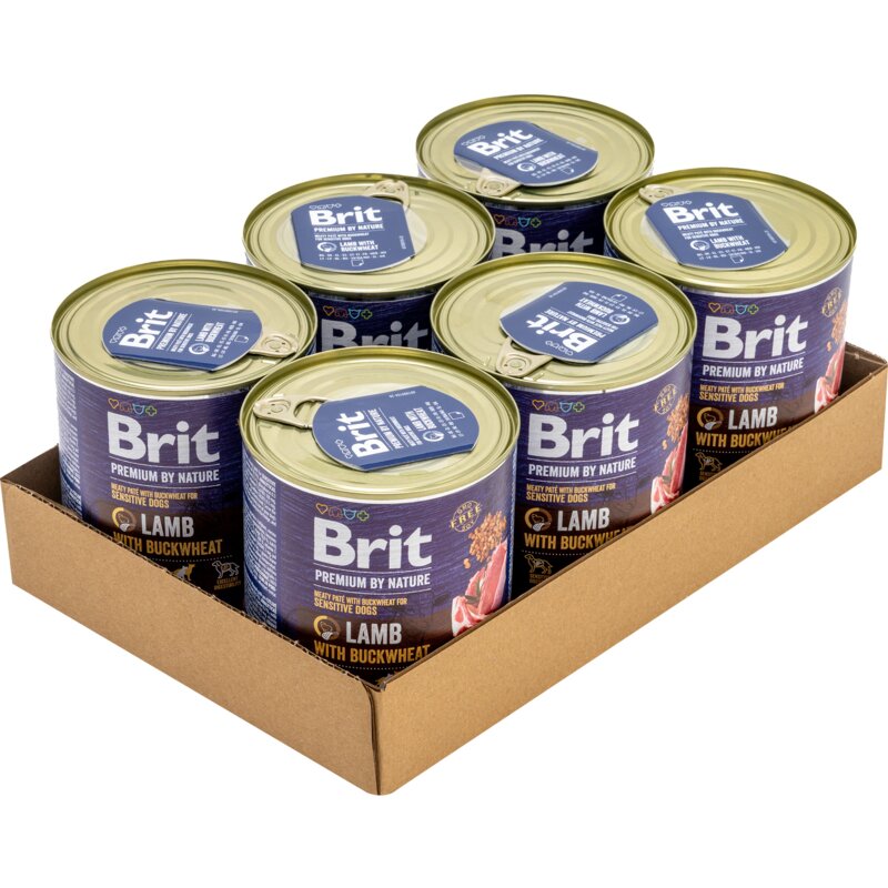 Karma dla psa BRIT Premium By Nature Jagnięcina z kaszą gryczaną 6 x 800 g