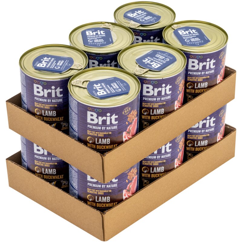 Karma dla psa BRIT Premium By Nature Jagnięcina z kaszą gryczaną 12 x 800 g