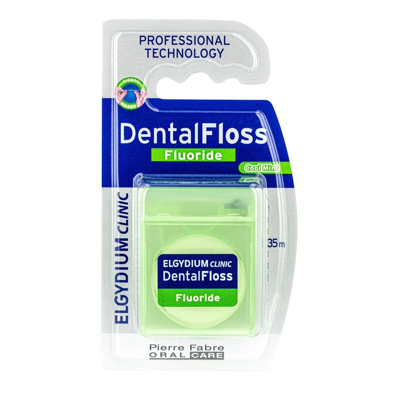 Nić dentystyczna ELGYDIUM Clinic z fluorem zielona 35 m
