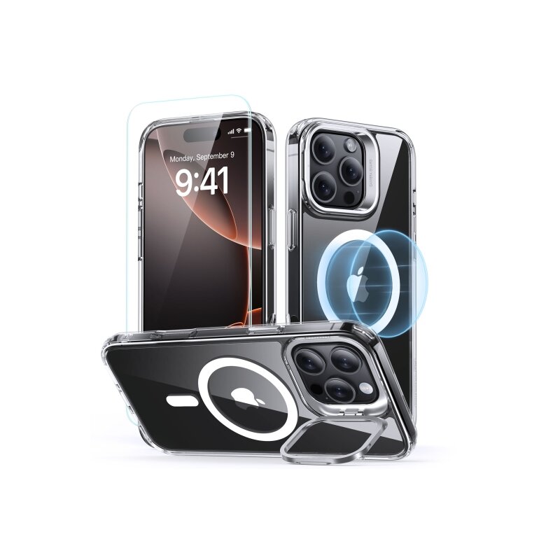 Etui ESR Classic Hybrid Kickstand HaloLock MagSafe + Tempered Glass do Apple iPhone 16 Pro Przezroczysty
