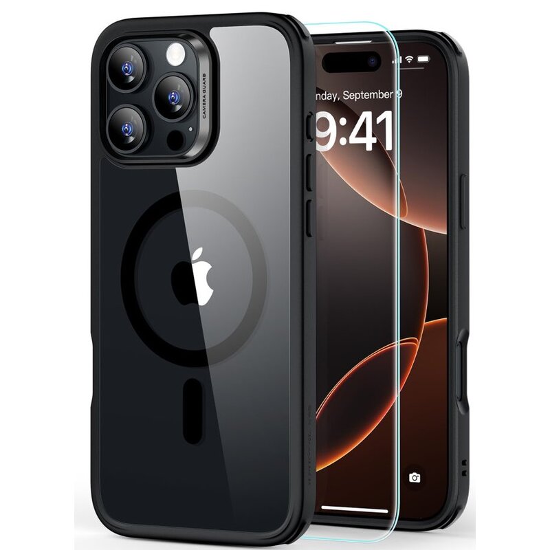 Etui ESR Classic Hybrid HaloLock MagSafe + Tempered Glass do Apple iPhone 16 Pro Max Przezroczysto-czarny