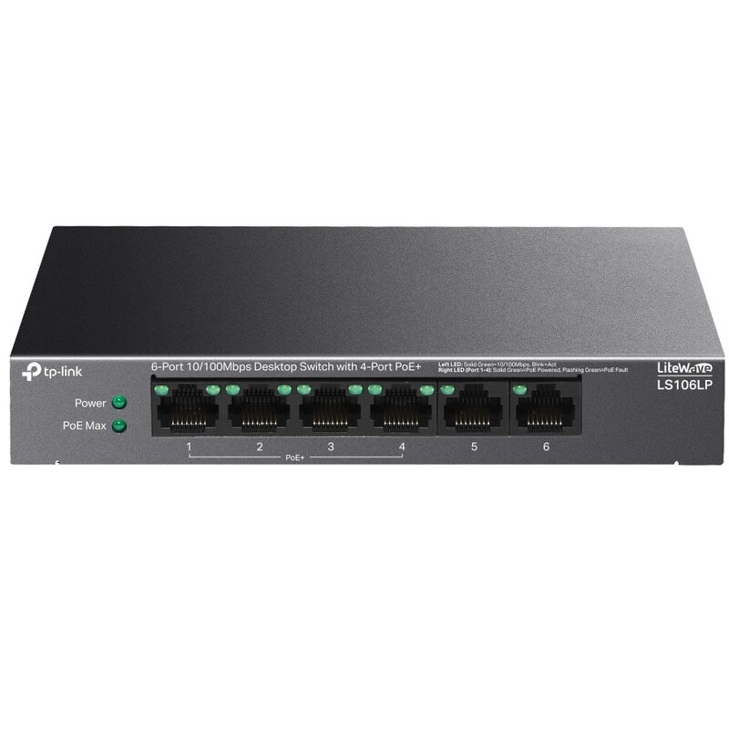 Switch TP-LINK LS106LP Fast Ethernet, 6 portów, Funkcja PoE