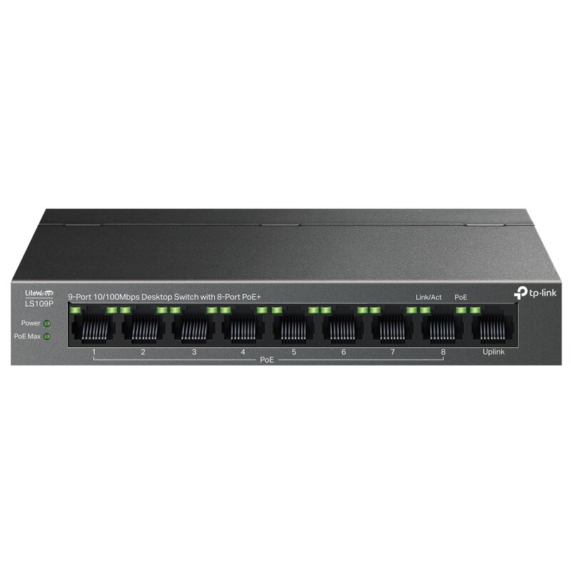 Switch TP-LINK LS109P Fast Ethernet, 9 portów, Funkcja PoE