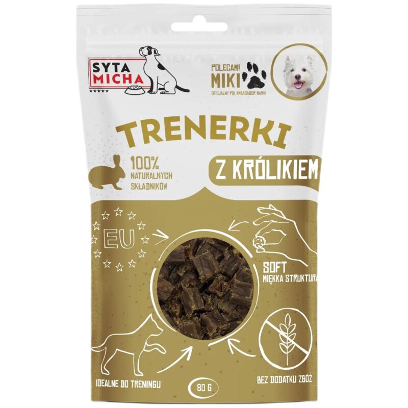 SYTA MICHA Trenerki z królikiem - przysmak dla psa - 80 g