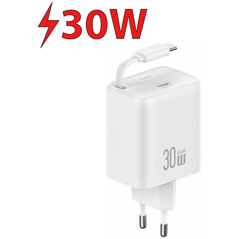 Ładowarka sieciowa USAMS CC241 30W Biały ładowarka do telefonu USB-C + zintegrowany kabel