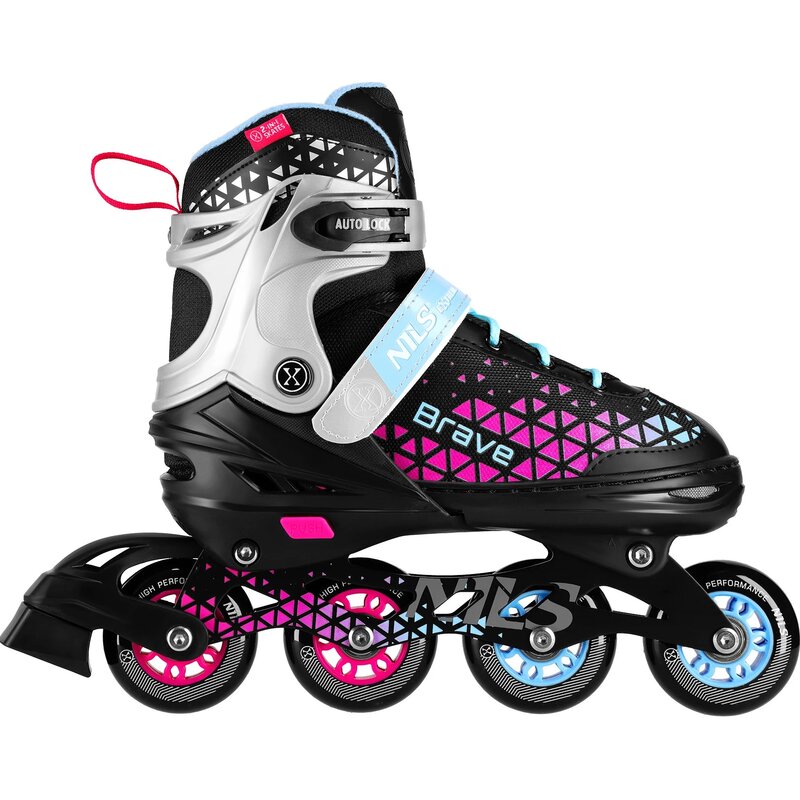 Łyżworolki NILS EXTREME Brave NH18190A 2w1 (rozmiar 34-38) Czarno-różowy