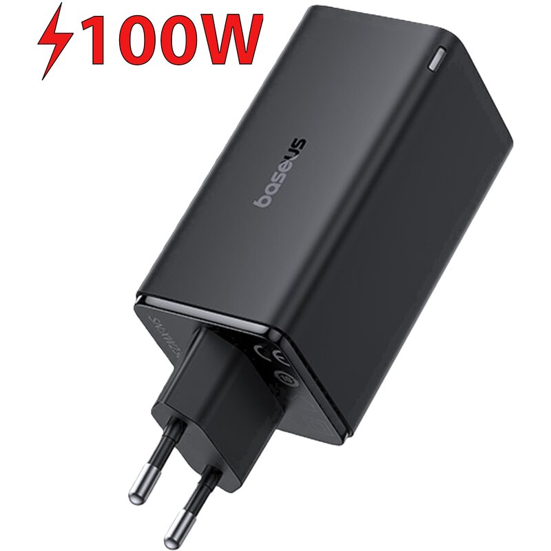 Ładowarka sieciowa BASEUS GaN6 Pro 100W Czarny ładowarka do telefonu USB, USB-C + kabel