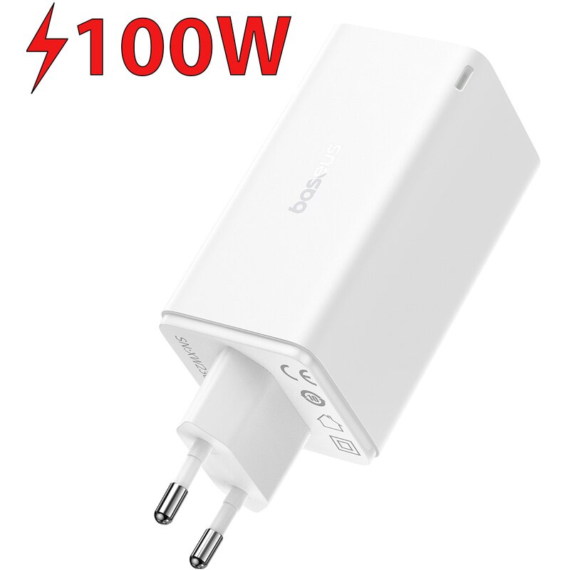 Ładowarka sieciowa BASEUS GaN6 Pro 100W Biały ładowarka do telefonu USB, USB-C + kabel