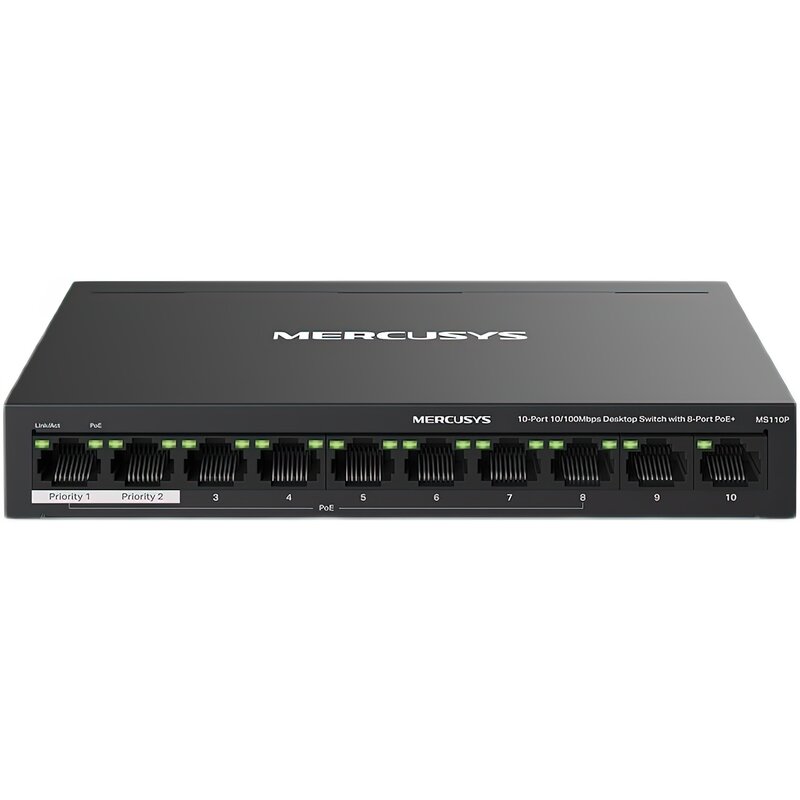 Switch MERCUSYS MS110P Fast Ethernet, 10 portów, Funkcja PoE+