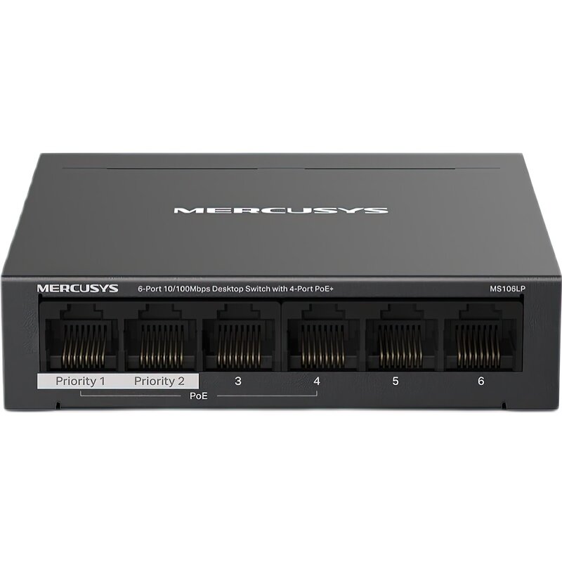Switch MERCUSYS MS106LP Fast Ethernet, 6 portów, Funkcja PoE+