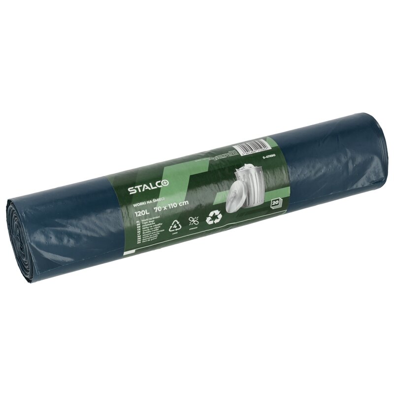 Worki na śmieci STALCO S-47690 120L (20 sztuk) Czarny