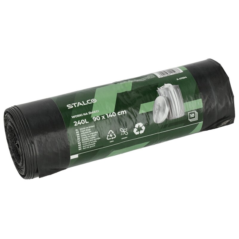 Worki na śmieci STALCO S-47694 240L (10 sztuk) Czarny