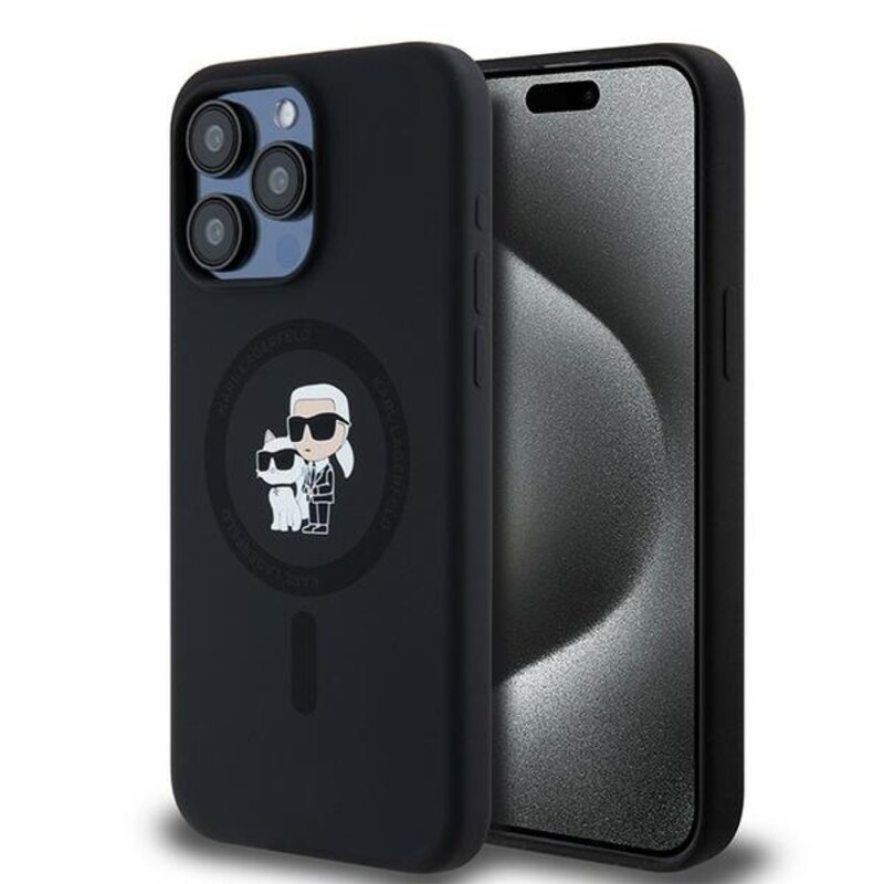 Etui KARL LAGERFELD Silicone KC Heads MagSafe do Apple iPhone 15 Pro Czarny