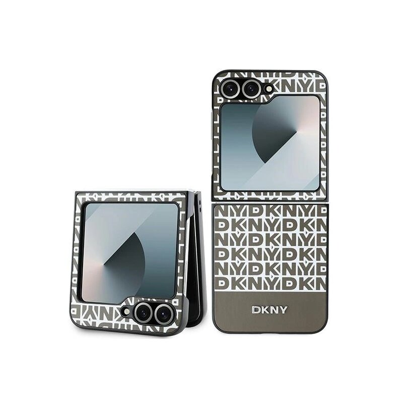 Etui DKNY Repeat Pattern Bottom Stripe do Samsung Galaxy Z Flip 6 / Flip 7 FE Brązowy