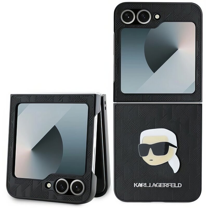 Etui KARL LAGERFELD Saffiano Monogram do Samsung Galaxy Z Flip 6 / Flip 7 FE Czarny