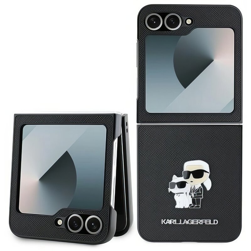 Etui KARL LAGERFELD Saffiano Metal Pin do Samsung Galaxy Z Flip 6 / Flip 7 FE Czarny