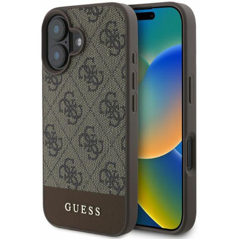 Guess hardcase 4G Bottom Stripe do iPhone 16 Brązowy