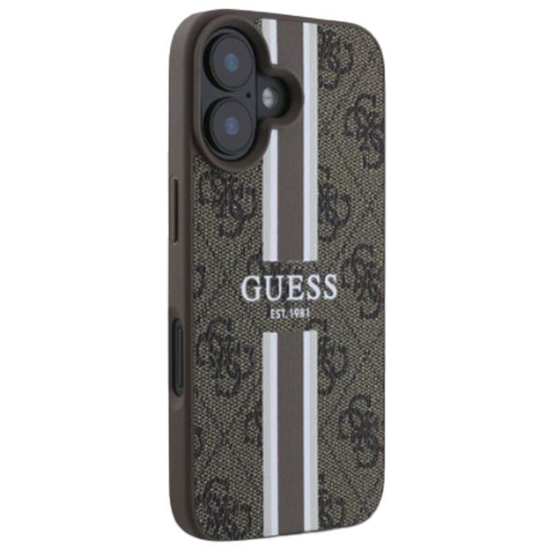 Guess 4G Printed Stripes do iPhone 16 Pro Max brązowy