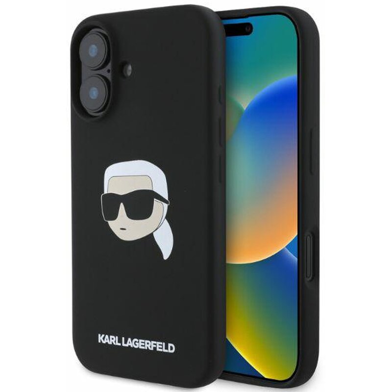 Etui KARL LAGERFELD Silicone Karl Head Print MagSafe do Apple iPhone 16 Czarny