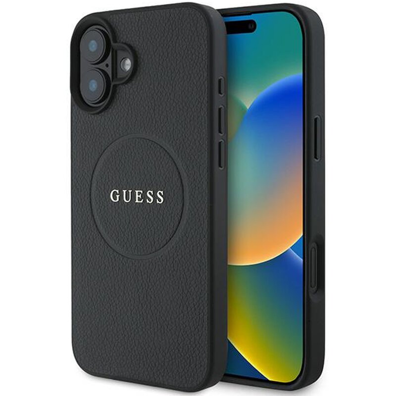Guess Grained Ring do iPhone 16 Plus czarny