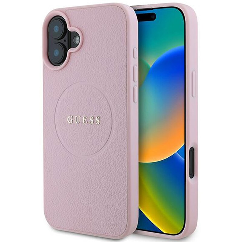 Guess Grained Ring do iPhone 16 Plus różowy