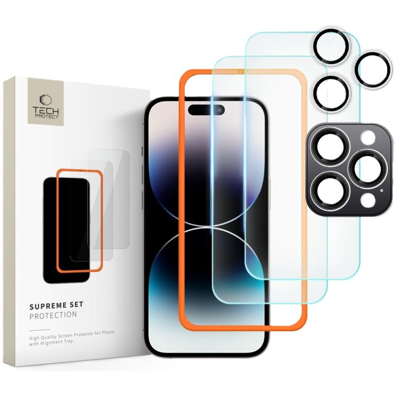 Szkło hartowane TECH-PROTECT Supreme Set do Apple iPhone 16 Pro Przezroczysty